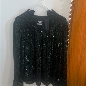 Cable & Gauge Black Sequin Blouse